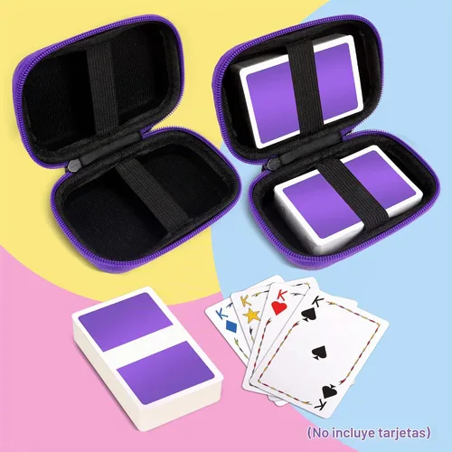 Vista 5 de Travel Card Game Case Compatible with Card Games Set, Card Case Compatible with UNO Game Card Holder, (Not Including Cards) (Purple)