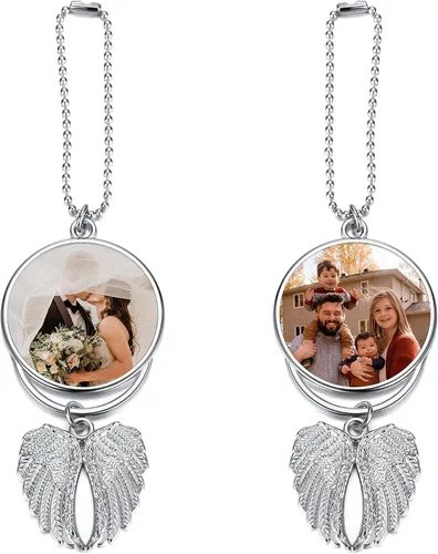 Vista 7 de Personalized Master Adornos de fotos personalizados para colgar en el automóvil, adorno de doble cara para grabado de imagen para accesorios