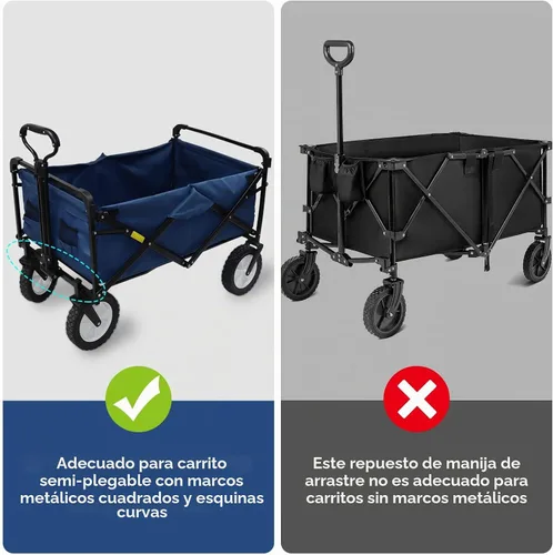 Vista 2 de Mango de repuesto de repuesto para carrito de camioneta, adecuado para accesorios de mango de carrito de campamento al aire libre (no incluye vagón)
