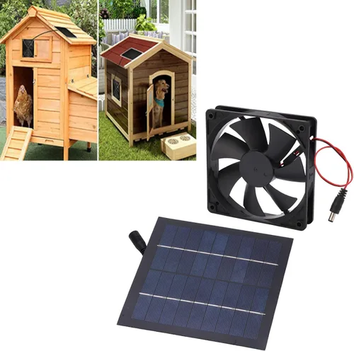 Vista 3 de plplaaoo Ventilador solar de 20 W, impermeable IP65, tasa de conversión del 20%, negro, para exteriores, diseño moderno, ventilador de escape