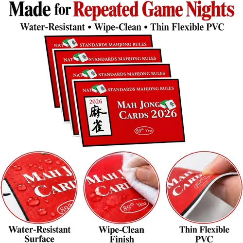 Vista 5 de Mahjong Cards 2026 American Mahjong Tarjetas de referencia, juego