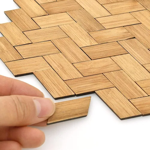 Vista 11 de iLAND Pisos barnizados para casas de muñecas a escala 1:12, tablas de piso de bambú para casas de muñecas (96 piezas hexagonales)