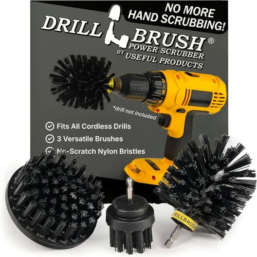 Vista 13 de Drillbrush Juego de Accesorios de Cepillo de Taladro para Limpieza de Baño – Kit de Cepillo Fregador Eléctrico para Bañera, Azulejos, Ducha