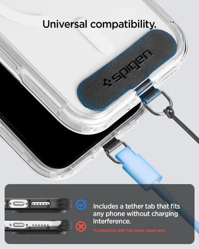 Vista 4 de Spigen Correa de muñeca universal con lengüeta de sujeción para iPhone, galaxia, píxel, cámaras, llaveros y cordón duradero, fácil de quitar