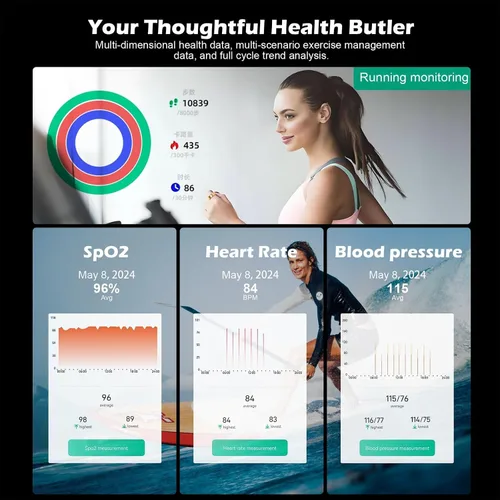 Vista 6 de Smart Ring Fitness Tracker for Women & Men, Heart Rate, Blood Oxygen, Blood Pressure, Sleep & Step Monitor, IP68 Waterproof Health Ring, Compatible