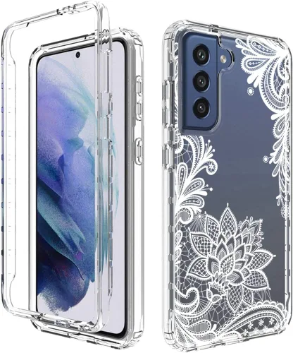 Vista 6 de Funda para Galaxy S21 Plus 5G, Samsung S21+ SM-G996U con protector de pantalla de vidrio templado, funda protectora de cuerpo completo