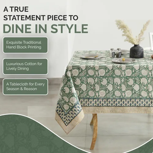 Vista 5 de Labhanshi Mantel redondo de 60 pulgadas, 4 plazas y rectangular, 72 x 135 pulgadas, mantel de 10 plazas para cocina, mesa de comedor, algodón