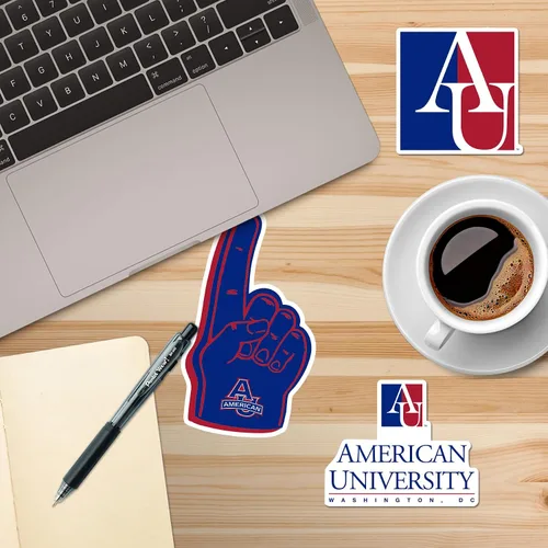 Vista 5 de American University Paquete Variado de 10 Calcomanías Grandes de Vinilo de Lujo - Laptop, Botella de Agua, Scrapbooking, Tableta, Monopatín