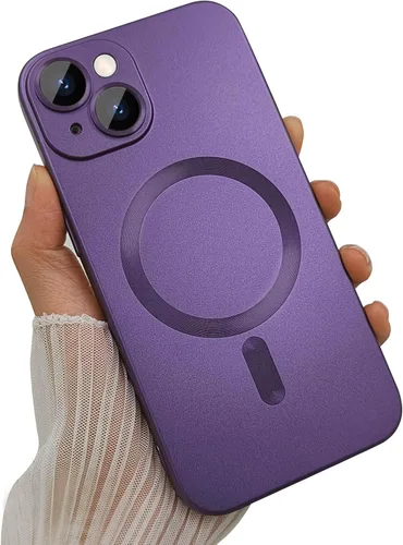 Vista 8 de ankofave Funda magnética para iPhone 13 Mini para mujer, diseño de brillo metálico suave mate con protector de lente de cámara, compatible con Negro