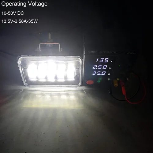 Vista 7 de Faros delanteros LED de 4 x 6 pulgadas, cuadrados, 12 V-24 V, blanco, aluminio