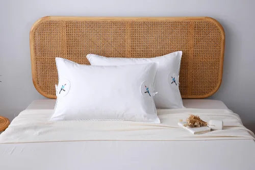 Vista 6 de Fundas de almohada bordadas blancas, fundas de almohada de pájaros con encaje, 100% algodón, paquete de 2 unidades, tamaño Queen 30 x 20 pulgadas