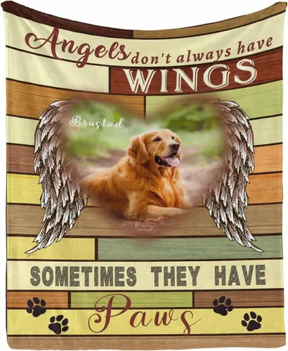 Vista 37 de InterestPrint Manta de perro personalizada en memoria amorosa de la pérdida con imágenes y nombre, regalo personalizado de recuerdo de condolencias