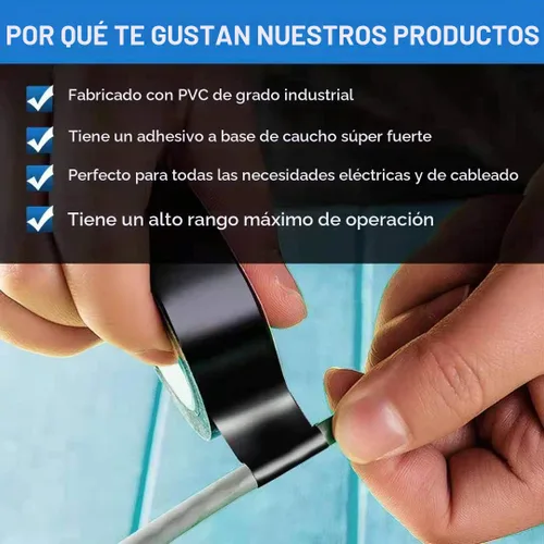 Vista 5 de Wapodeai 3 cintas eléctricas, ignífugas para interiores y exteriores, cinta eléctrica resistente a altas temperaturas, cinta impermeable negra