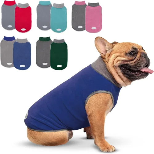 Vista 14 de cyeollo Paquete de 2 suéteres de forro polar para perro, chaleco cálido reflectante para perro, abrigo elástico para perro, chaqueta de invierno