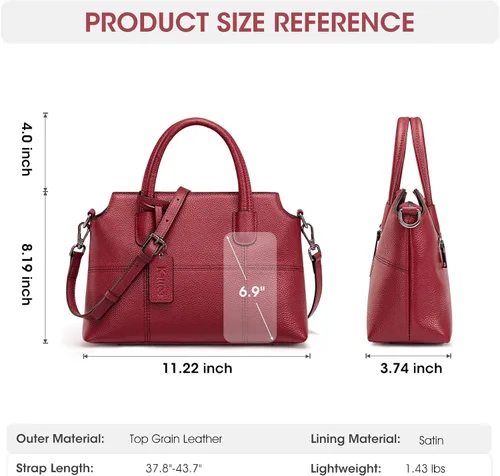 Vista 3 de Kattee - Bolsos de piel auténtica para mujer, bolsos de mano suaves para mujer