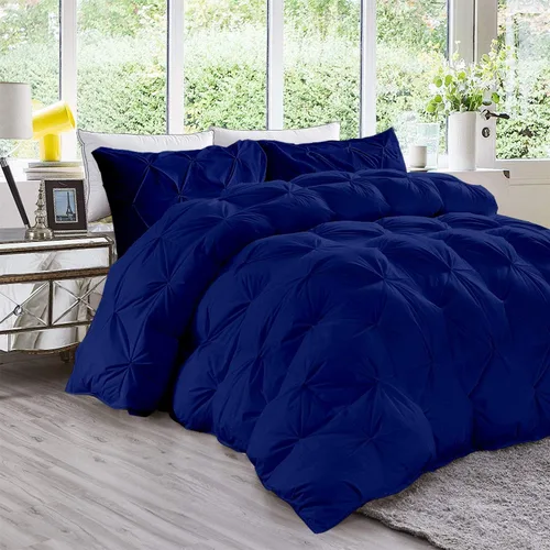 Vista 10 de Juego de edredón plisado de 3 piezas de 21.16 oz/m² para todas las estaciones (edredón + 2 fundas de almohada), relleno de edredón de algodón