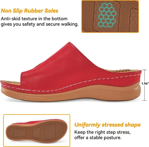 Vista 9 de Sandalias ortopédicas de cuña para mujer: cómodas y elegantes sandalias de verano para mujer, cómodas y casuales para caminar con plataforma
