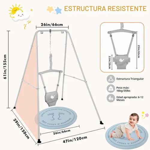 Vista 2 de Saltador de bebé con soporte, gorilas para bebés de 6 a 24 meses