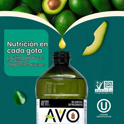 Vista 7 de Aceite de aguacate AVO 100% no transgénico, 67.6 Fl-oz, sin conservantes añadidos