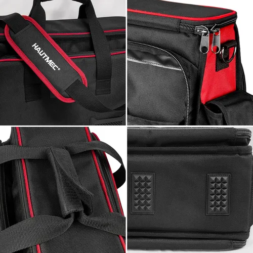 Vista 5 de HAUTMEC HT0408 - Bolsa de herramientas para técnicos de alta resistencia, 42 bolsillos 1680D, con compartimento para portátil, base dura resistente