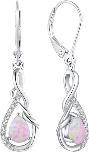 Vista 11 de Starchenie Infinity Dangle Drop Earrings for Women 925 Sterling Silver Leverback Earrings Birthstone Jewelry 01-ene-naranja rojo