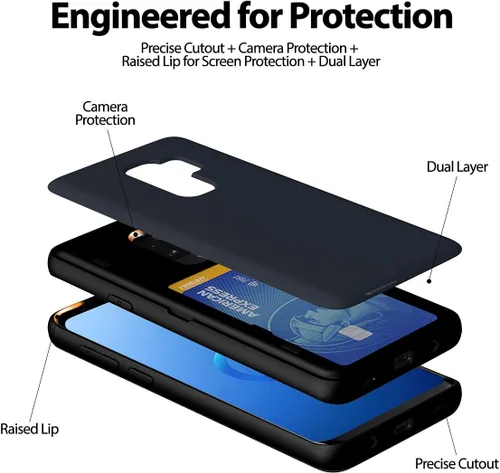 Vista 158 de GOOSPERY Parachoques magnético para puerta compatible con Galaxy S9 Plus, tarjetero tipo billetera con cierre automático por iman, funda protectora
