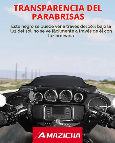 Vista 5 de Amazicha Parabrisas ondulado negro de 4.5 pulgadas compatible con Harley Davidson Touring Electra Glide Street Glide 2014 2015 2016 2017 2018 2019