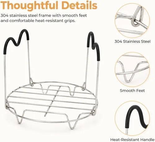 Vista 5 de Steamer Rack Trivet Compatible for 6 & 8 Qt Cooling Rack Trivet Accessory