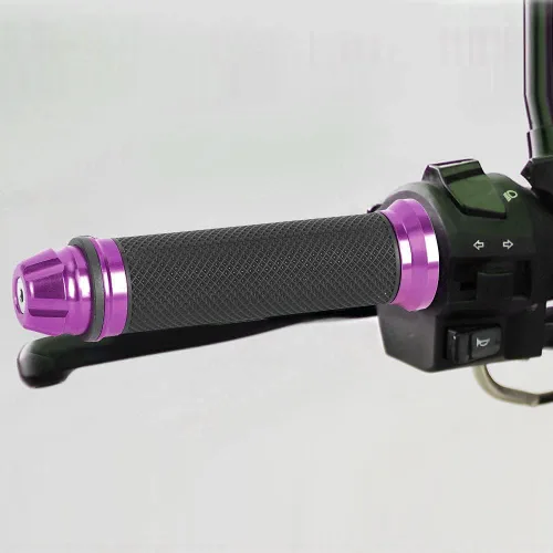 Vista 4 de Manillar de motocicleta de aleación de aluminio CNC de goma de manillar universal compatible con mango de bicicleta de 7/8 pulgadas (morado)