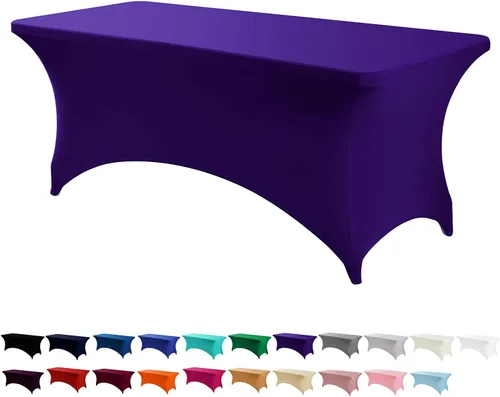 Vista 29 de Peomeise - Funda de mesa de elastano de 4 pies, mantel rectangular elástico de elastano (verde manzana, 4 pies)