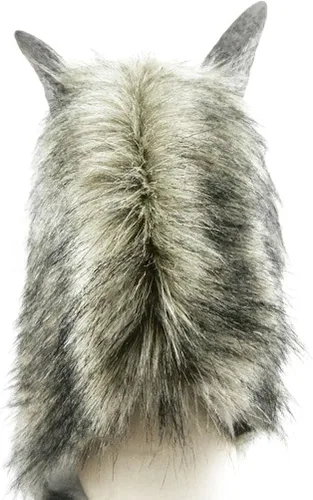 Vista 3 de Odowalker Disfraz de hombre lobo de Halloween con garras de lobo y máscara para la cabeza, Gris