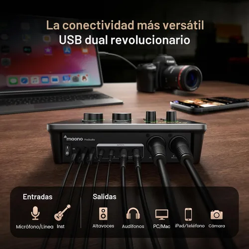 Vista 3 de MAONO P2 Hybrid USB Audio Interface Dual XLR for PC Phone iPad Guitar