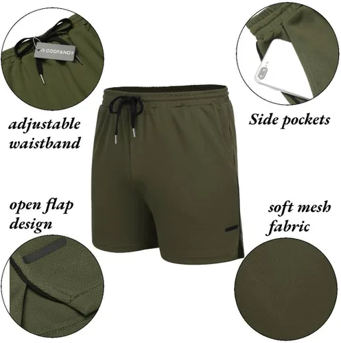 Vista 5 de COOFANDY Paquete de 2 pantalones cortos de entrenamiento para hombre, de secado rápido, pantalones cortos deportivos ligeros de 5 pulgadas