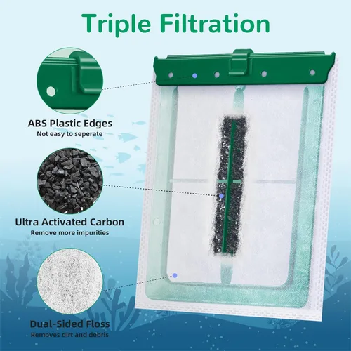 Vista 4 de Cartucho de filtro para acuario compatible con filtros de alimentación Whisper Bio-Bag, paquete de 12 cartuchos de filtro medianos para filtro