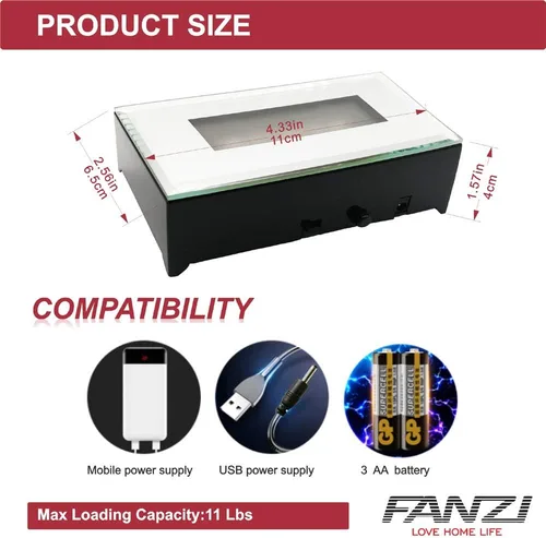 Vista 9 de FANZI Base de exhibición de luz rectangular LED para cristales Soporte de exhibición de luz de arte de cristal Lámpara de adorno de luces LED 3D