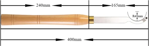 Vista 2 de Herramienta de torneado de madera de cuello de cisne hueco de tamaño medio, torno de madera, herramienta de cincel doblado con punta de inserción