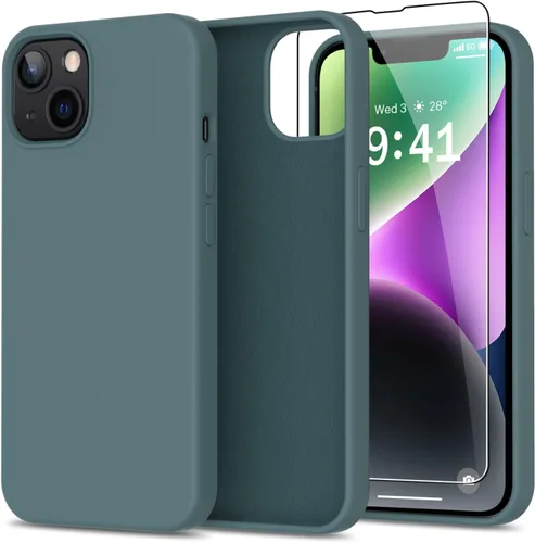 Vista 78 de bemal Funda para iPhone 14 Pro con protector de pantalla, silicona líquida de ajuste delgado, forro de microfibra suave, diseñada para mujeres