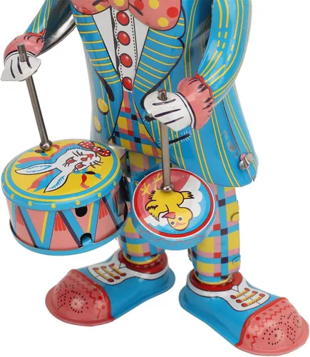 Vista 7 de banapoy Juguete de lata de conejo para enrollar, lindo juguete de relojería, baterista oscilante para caminar, juguete de metal, recuerdo de fiesta