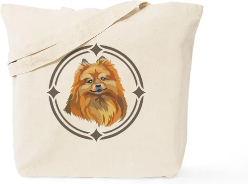 Vista 11 de CafePress Bolso de compras beige natural reutilizable de la lona de Pomerania del bolso de asas rojo negro