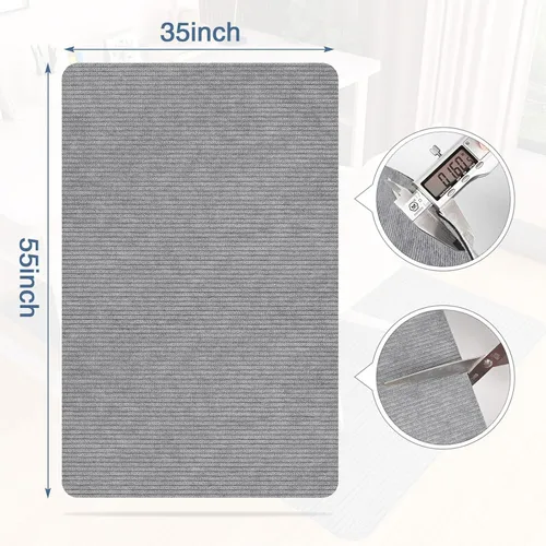 Vista 5 de Tapete de pana para suelo de madera dura, 55 x 35 pulgadas, tapete para silla de oficina, silla de escritorio, silla rodante, respaldo Pana Gris