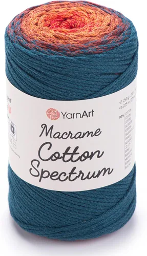 Vista 19 de YarnArt Macramé de Algodón Spectrum – Cuerda Multicolor 80% Algodón – 8.8 oz (250g), 246 yardas (225m) – Cuerda Colorida para Nudos, Tejido 512.2 in