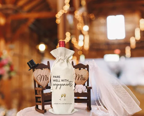 Vista 5 de Regalos de compromiso para parejas, regalo de compromiso, decoraciones de fiesta de compromiso, regalos para parejas comprometidas bolsa de vino