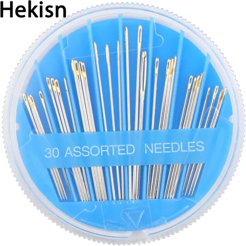 Vista 6 de Hekisn 30 agujas de coser a mano de alta calidad, 6 tamaños, 30 unidades, agujas de coser surtidas, agujas de coser para reparación de costura a