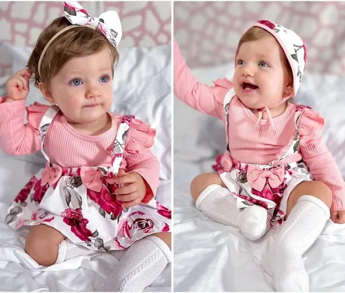 Vista 90 de Unutiylo Ropa de bebé recién nacida prematura con tirantes, traje de otoño e invierno, traje de manga larga con volantes