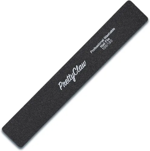Vista 2 de PrettyClaw 10 limas de uñas profesionales de grano 100/180, color negro, rectangular, acrílicas, centro de plástico, tablero de esmeril de doble