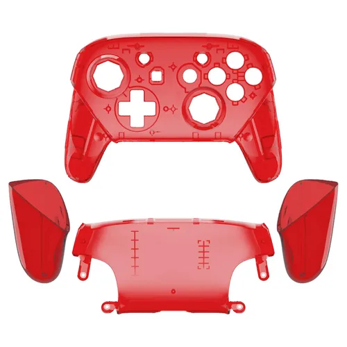 Vista 2 de eXtremeRate Manijas de placa trasera octogonal de color rojo transparente para Nintendo Switch Pro Controller - Controlador no incluido