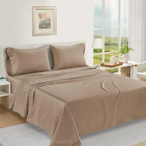 Vista 312 de LANE LINEN - Sábanas individual 100% algodón egipcio suave, cómodo y grueso de calidad de hotel, costuras reforzadas totalmente elásticas, sin