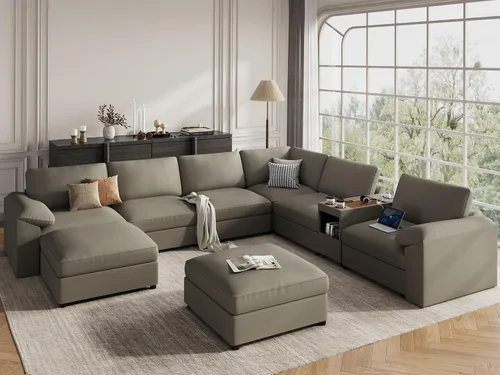 Vista 71 de EASE MOOSE Sofá modular seccional, sofá en forma de U para sala de estar Beige