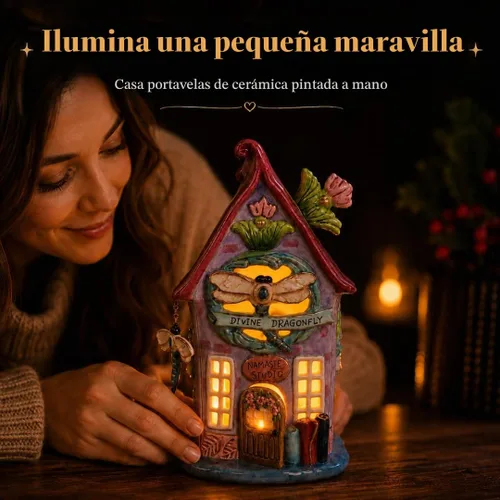 Vista 2 de Blue Sky Ceramics - Vela de cerámica con diseño de libélula divina, azul, (20500)