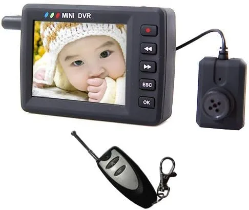 Vista 2 de Angel Eye Mini DVR 2.5 "TFT alta definición Pinhole botón cámara w/movimiento dectector rastro seguridad